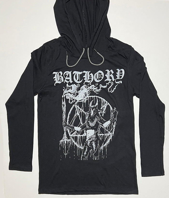 Black Hooded Long Sleeve T-Shirt