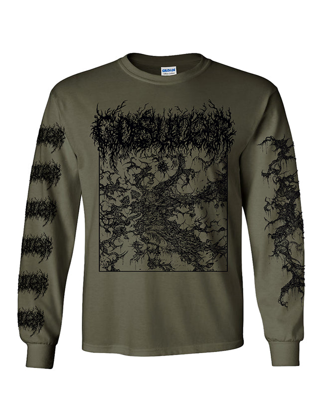 Gosudar Khaosmos Longsleeve Military Green T shirt with sleeve prints