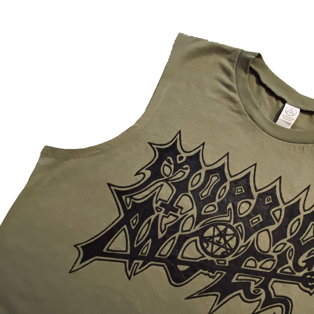 Morbid Angel " Black Logo " Military Green CROP Ladies Muscle Tank top