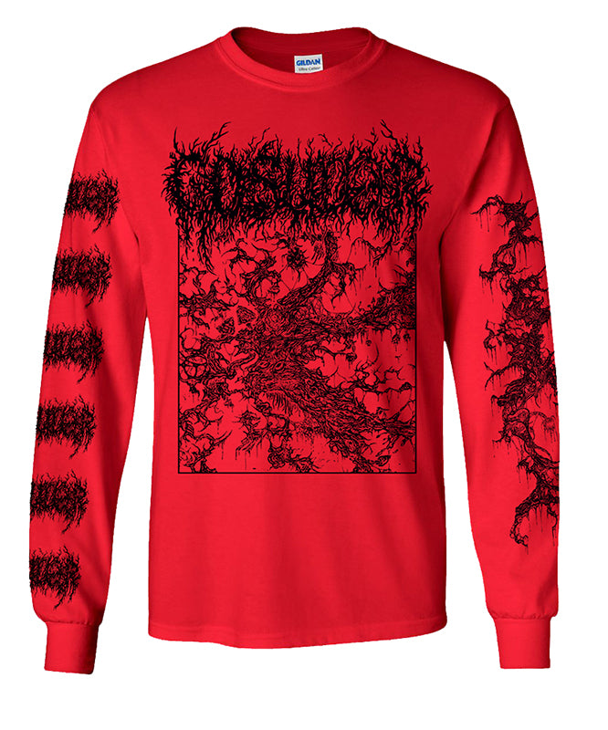 Gosudar Khaosmos Longsleeve Red T shirt with sleeve prints