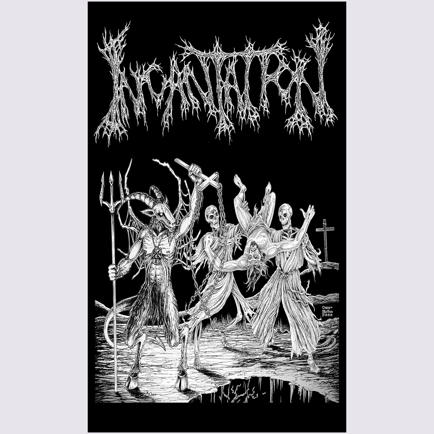 Incantation " Blasphemous Cremation " Flag / Banner / Tapestry chris moyen art