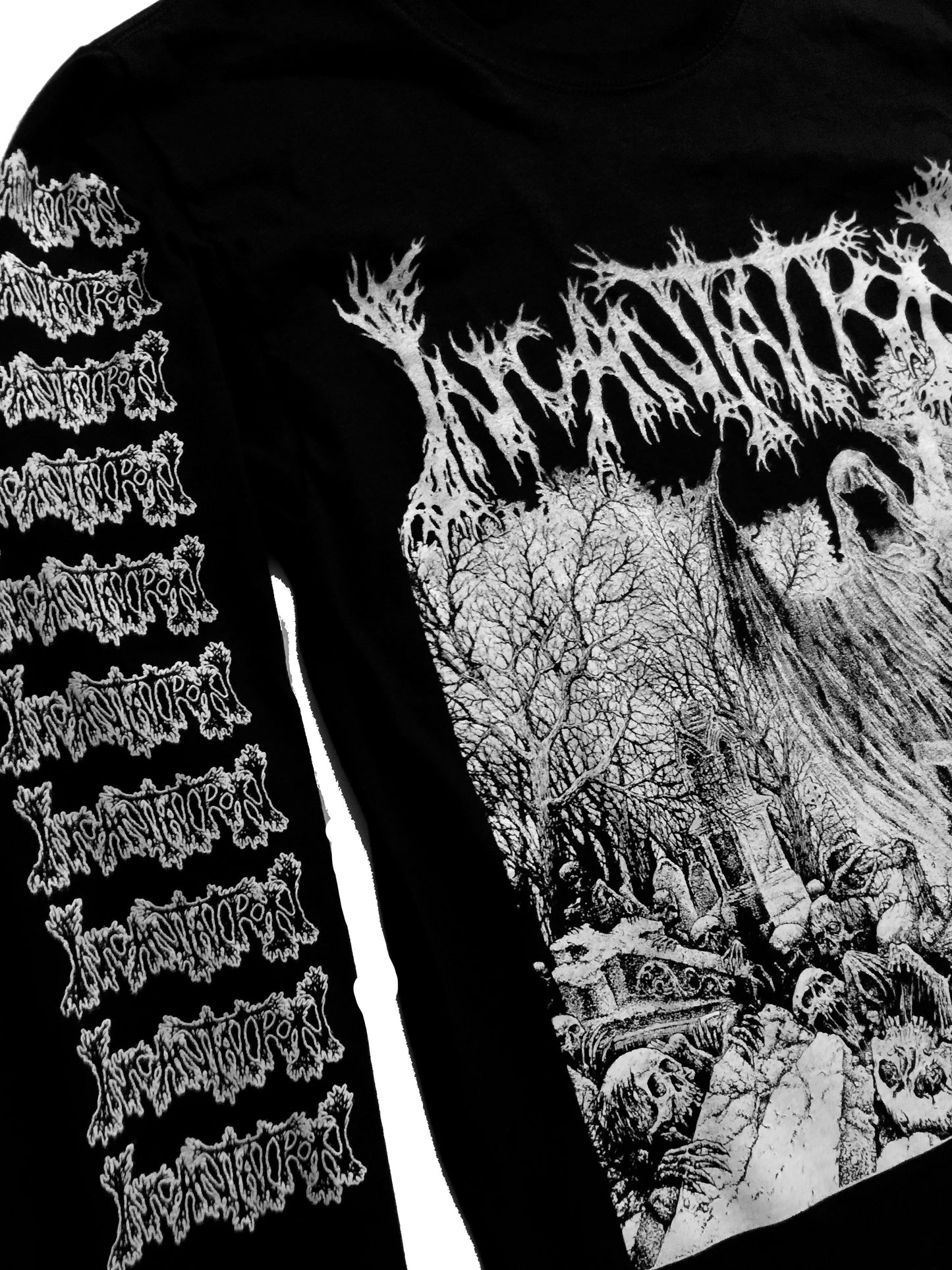 Incantation " Rotting Spiritual Embodiment " Long Sleeve T shirt with Sleeve Prints